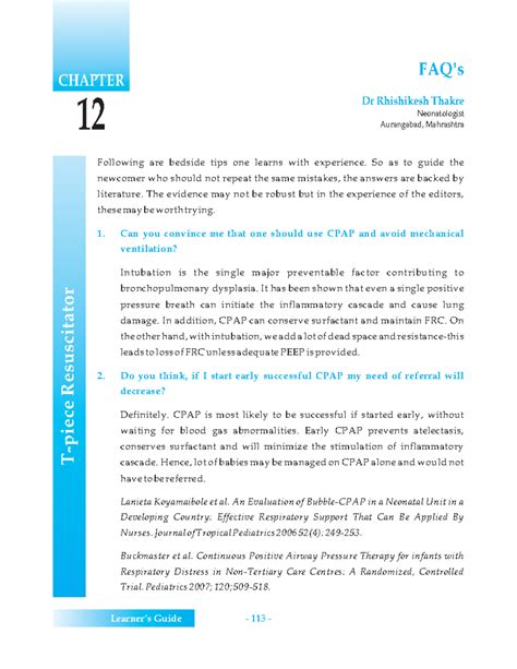 Cpap-FAQ's - CPAP learning in NICU for training - Following are bedside ...
