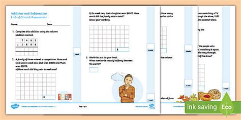 Year 4 Addition/Subtraction Pre/Post Assessment