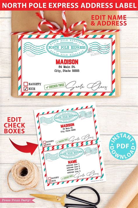 Free Printable North Pole Shipping Labels - Printable Board Games