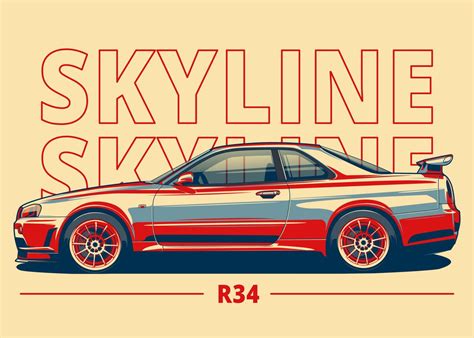 'Skyline R34 Hope Style' Poster, picture, metal print, paint by Deeo ...