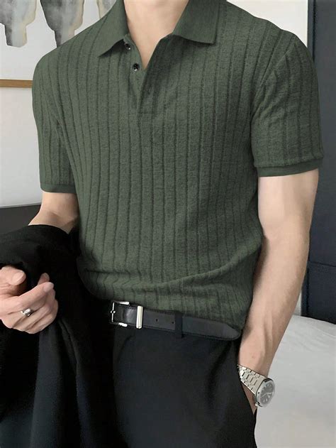 Manfinity Men Ribbed Knit Polo Shirt | Polo shirt outfits, Polo outfit ...