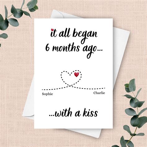 Personalized 6 Month Anniversary Card, It All Began Your Customized Message, Half Year ...