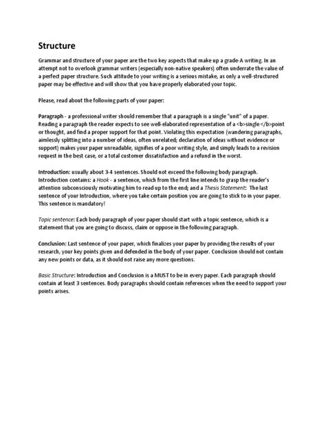 Structure: Topic Sentence: Each Body Paragraph of Your Paper Should ...