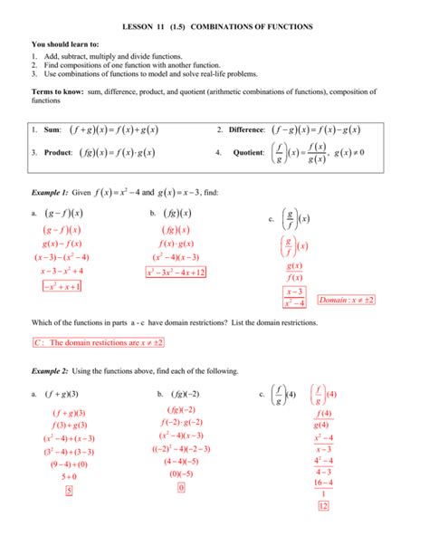 Image result for Mathematical Function Combinations