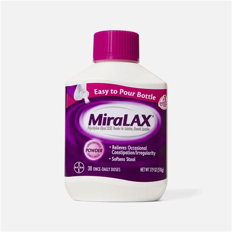 MiraLAX Laxative Powder for Gentle Constipation Relief - 30 Dose Bottle