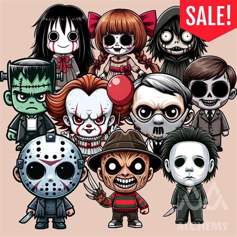 12 Horror Movie Characters Bundle, Horror Movie Killers PNG, Halloween ...