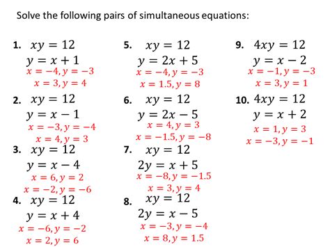 Image result for Simultaneous Equations with Answers