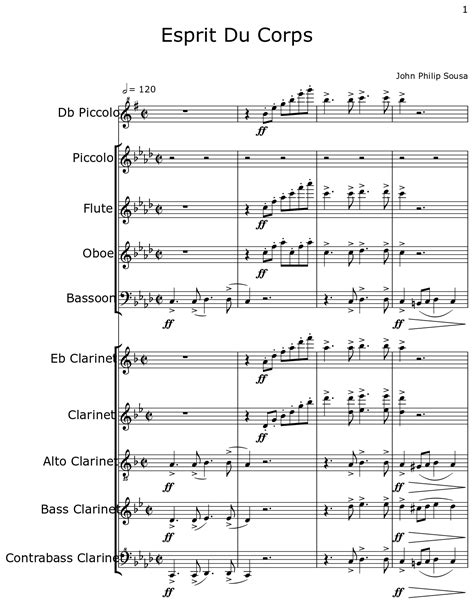 Esprit Du Corps - Sheet music for Piccolo, Flute, Oboe, Bassoon, Clarinet, Bass Clarinet ...
