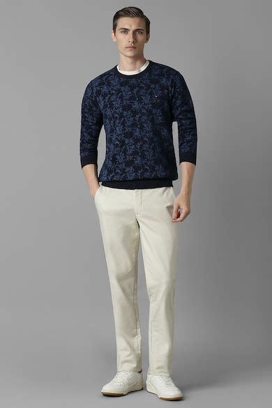 Buy Men Navy Print Crew Neck Full Sleeves Sweater Online - 40020699 ...