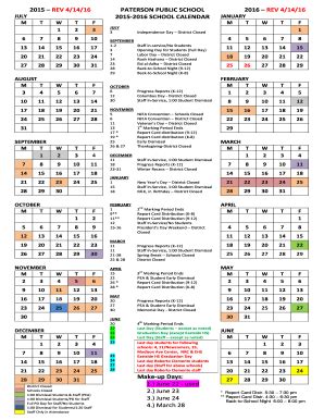 Paterson Public Schools Calendar - Fill Online, Printable, Fillable ...
