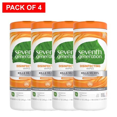 Seventh Generation Lemongrass Thyme Scent Disinfecting Wipes, 35ct ...