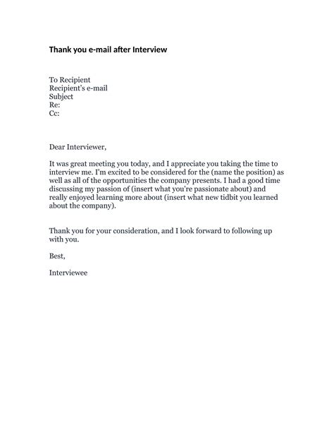 Thank You Email After Interview - Templa...: Premium Template - Template Spark