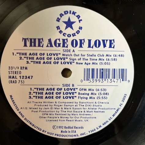 Yahoo!オークション - US盤 12“ The Age Of Love The Age Of Love HAL...