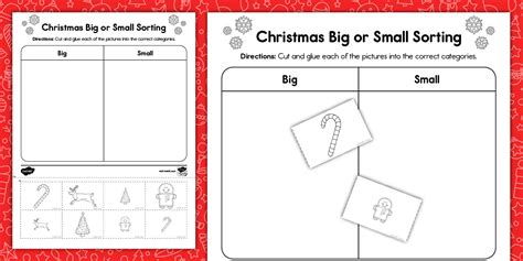 Kindergarten Christmas Big or Small Sorting Activity