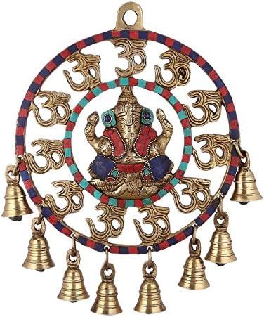 Buy Two Moustaches Handcrafted Brass Om Ganesha Wall Hanging with Bells ...