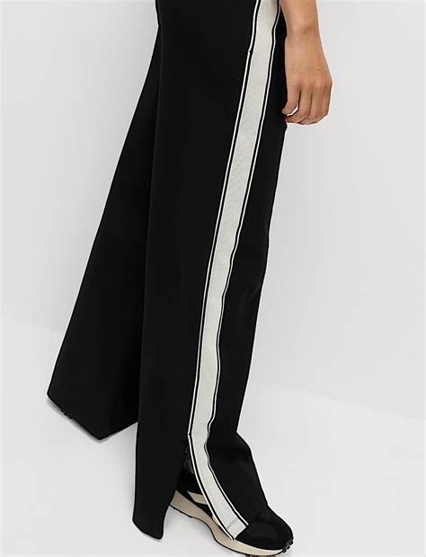 Buy Jersey Side Stripe Wide Leg Trousers at Marks & Spencer