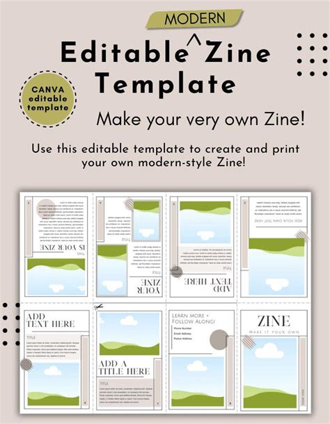 Editable Modern Zine Template With Canva, 8-page Zine, Zine-making for Beginners, DIY Print ...
