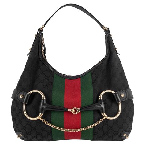 Gucci Canvas Monogrammed Canvas Bag with Leather For Sale at 1stDibs