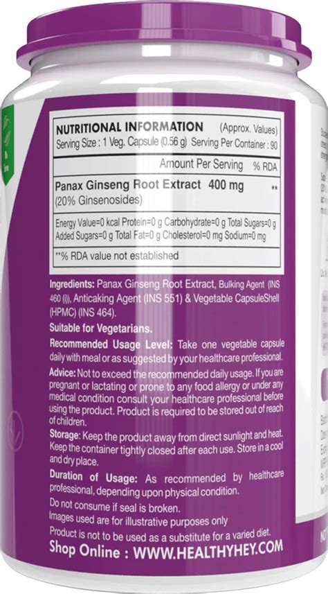 Buy HEALTHYHEY NUTRITION PANAX GINSENG - 90 VEGETABLE CAPSULES Online ...