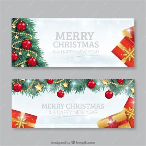 Christmas tree banners | Premium Vector