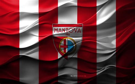 Download wallpapers 4k, Mantova FC logo, red white 3d background, Serie ...