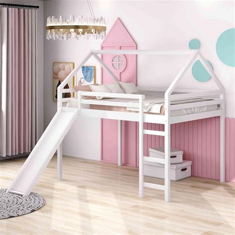 Buy Cotoala Full House Loft Bed with Slide & Ladder for Kids Bedroom ...