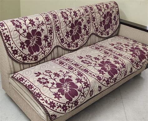 Buy Griiham Reversible Magenta Floral Design Sofa Cover for 5 Seater ...