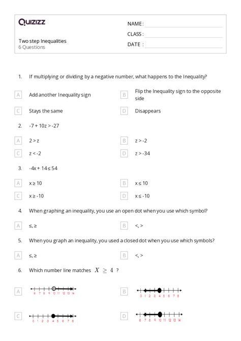 50+ Two-Step Inequalities worksheets for 8th Class on Quizizz | Free ...