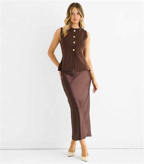 Gini London Brown Button Front Top | New Look