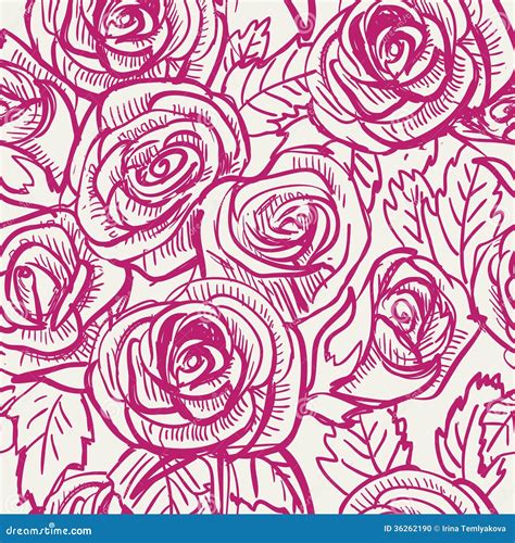 Seamless Vintage Inspired Rose Pattern, Vector Stock Vector ...