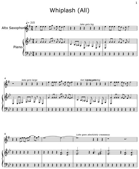 Whiplash Tenor Sax Sheet Music at Charli Fiaschi blog
