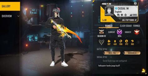 Casual Gaming's Free Fire ID, stats, country, and more
