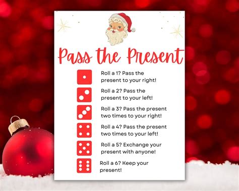 Christmas pass the present christmas party games christmas dice roll ...