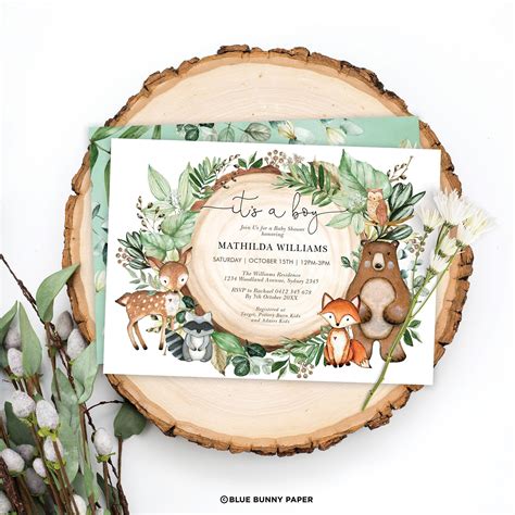 Baby Shower Invitations Woodland Boy at Kathleen Flores blog