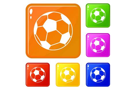 Soccer ball icons set vector color – MasterBundles