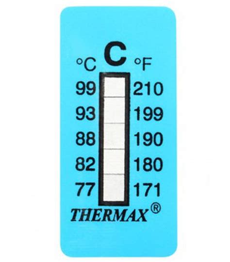 Thermax Irreversible Temperature label 3 level strips, Range: 71 Deg C ...