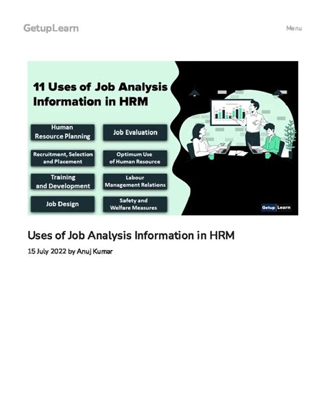 11 Uses of Job Analysis Information in HRM and Methods - Uses of Job ...