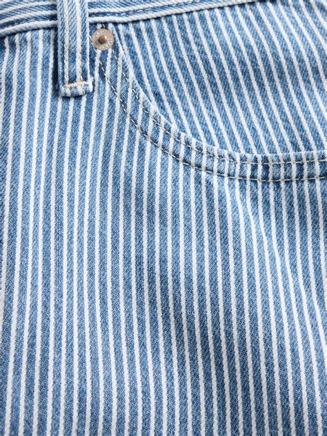 High Rise UltraSoft Denim Stripe Barrel Jeans | Gap