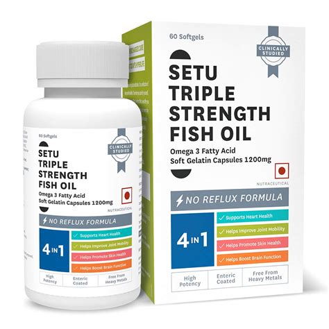 Setu Triple Strength Fish Oil - 60 Enteric Coated Odorless Softgels ...