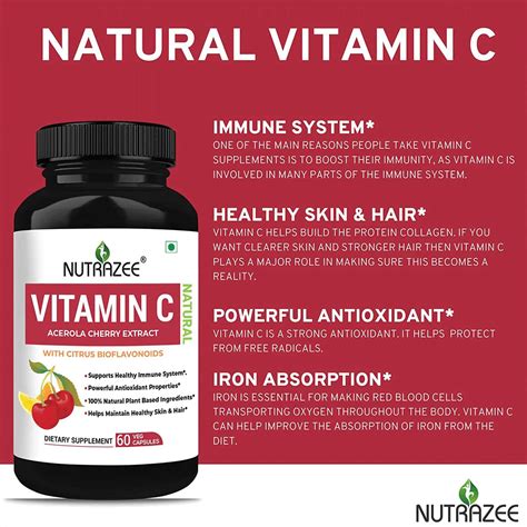 Buy NUTRAZEE NATURAL VITAMIN C PLANT BASED ACEROLA CHERRY EXTRACT 60 ...