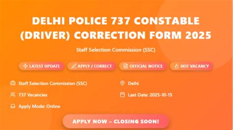 SSC Delhi Police Constable Driver Male Recruitment 2025 Online Form