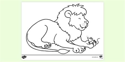 Lion with Mouse in Paw Colouring Sheet - Aesop for Kids