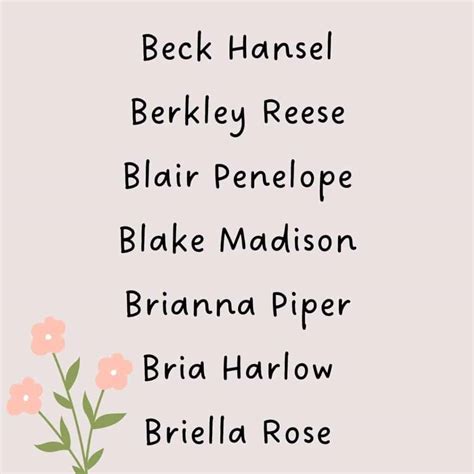 Girl Names That Start With B