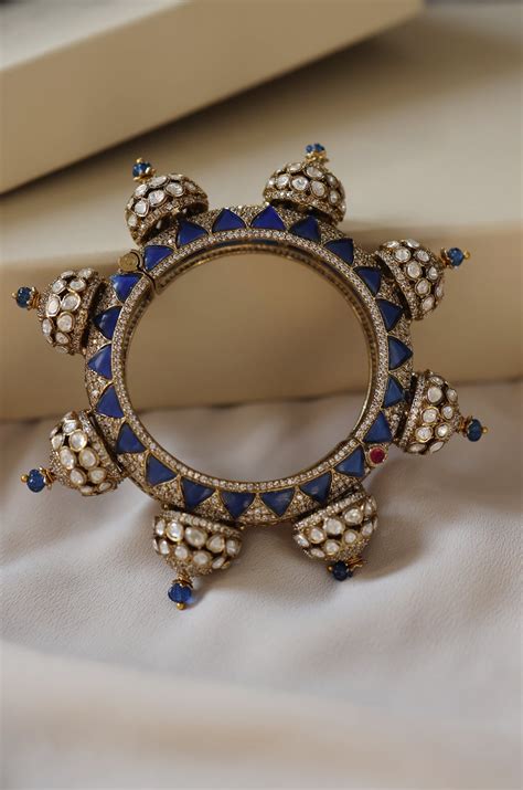Macie Blue Polki Pacheli Bangle – Do Taara