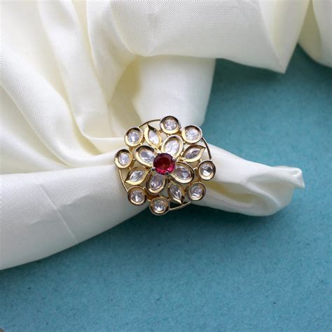 Adjustable Premium Tyani Kundan Finger Ring – Happy Pique