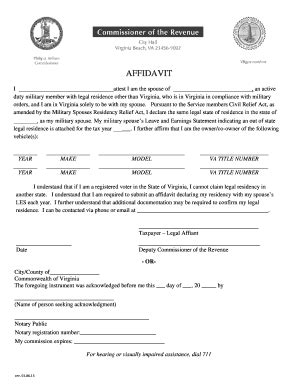 Fillable Online Military Spouse Affidavit - City of Virginia Beach Fax ...
