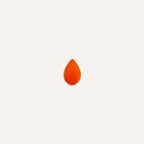 Orange Enamel Rose Gold Drop Shaped Single Earring