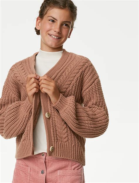 Buy Cable Knit Cardigan (6-16 Yrs) at Marks & Spencer