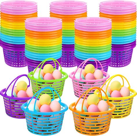Amazon.com: Yungyan 144 Pcs 6 Inch Colorful Plastic Easter Basket Bulk ...