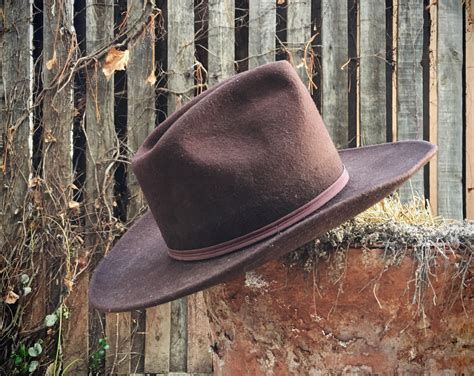 Vintage Cowboy Hat for Men Women Brown Wool Rockmount Ranch Wear Size 7 ...